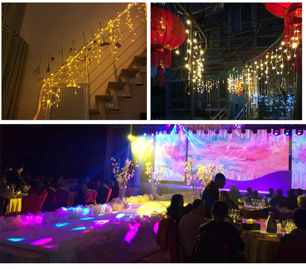 Icicle Lights 90 LED 10 ft Short Curtain Lights with 8 Modes Remote Control,Powerd by USB & Battery - Waterproof Fairy String Lights for Indoor & Outdoor,Holiday,Party,Window Decoration(Warm White)