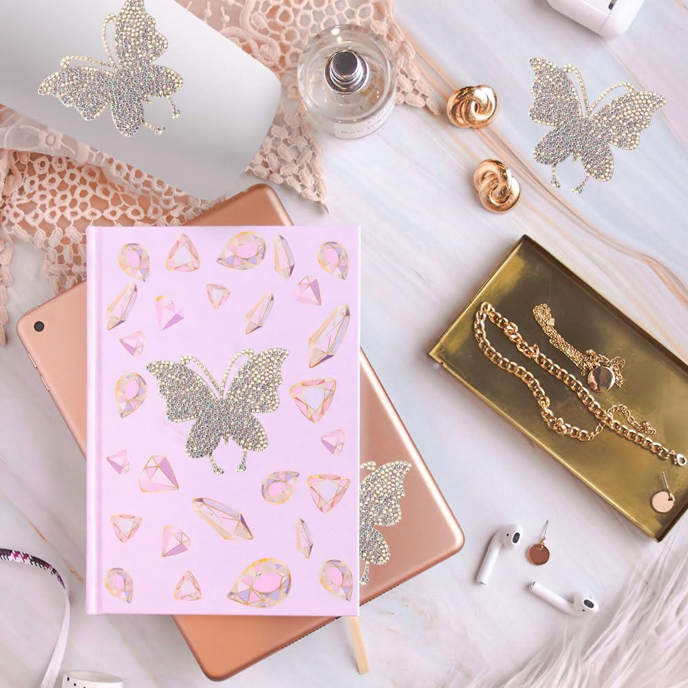 Butterfly Rhinestone Decals, 3PCS Crystal Bling Glitter Diamond Stickers with Self-Adhesive Backing for Christmas Decor Cars Window Gift Box Clothing Hats