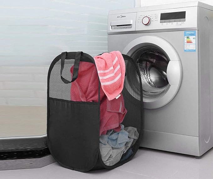 2 pop-up Laundry Hampers，Foldable mesh Laundry Baskets (Each with 2 Reinforced Handles), Blue ……