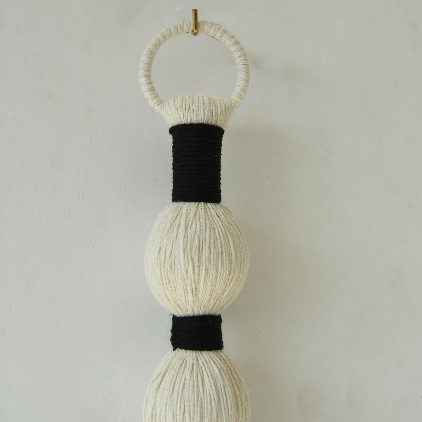 IOWER Macrame Wall Hanging Boho Wall Decor Small Sphericity Cotton Textile Tassel Hanging Fiber Yarn Art for Living Room Bedroom 27'' L x 2.3'' W