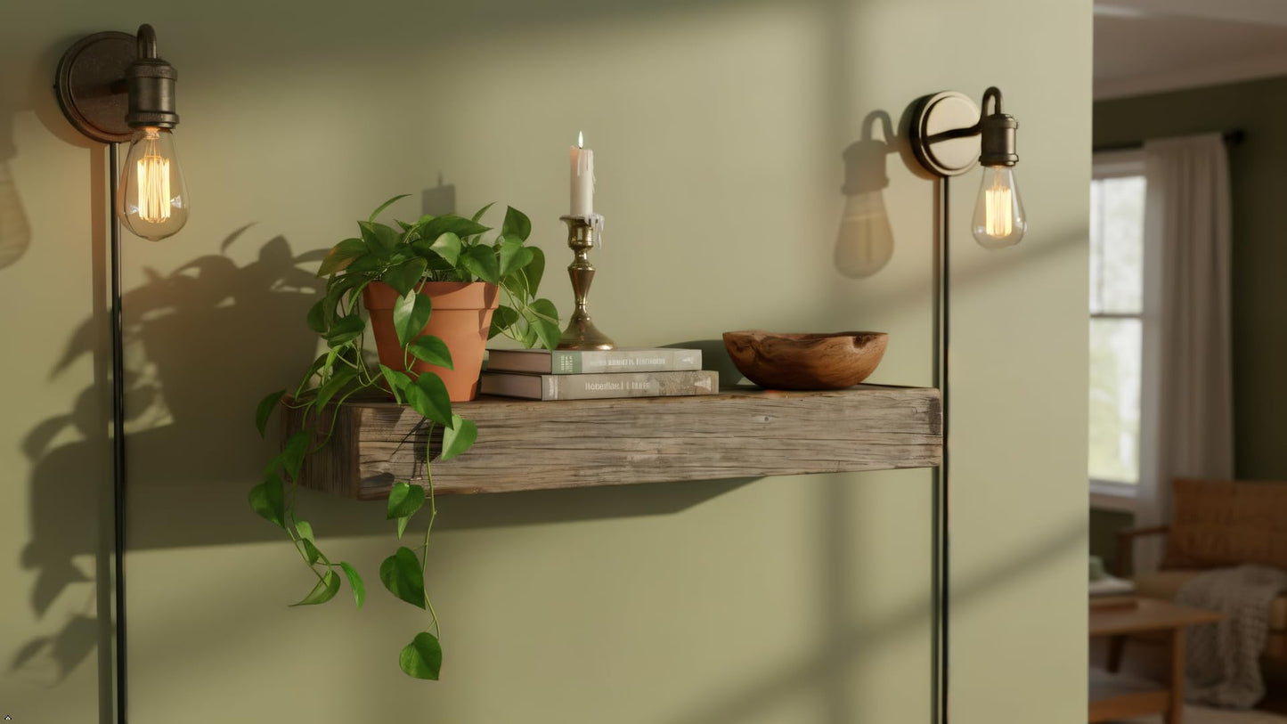 Rustic Revival | Barnwood Floating Shelf – Rustic Farmhouse Wall Shelf for Home, Kitchen & Bathroom – Authentic Weathered Wood Real Wood Décor