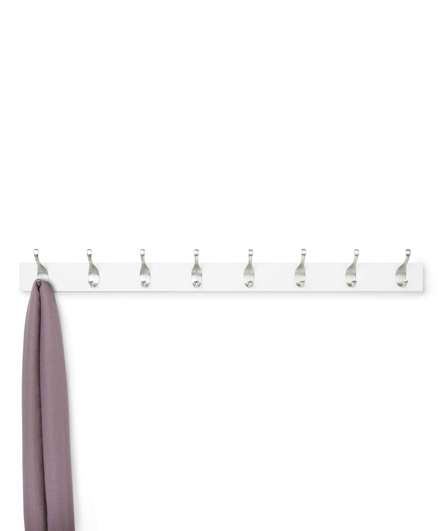 Amazon Basics Wall Mounted Modern Coat Rack for Entryway and Bedroom with Versatile Storage Hooks, Rectangular, 8-Hook, White