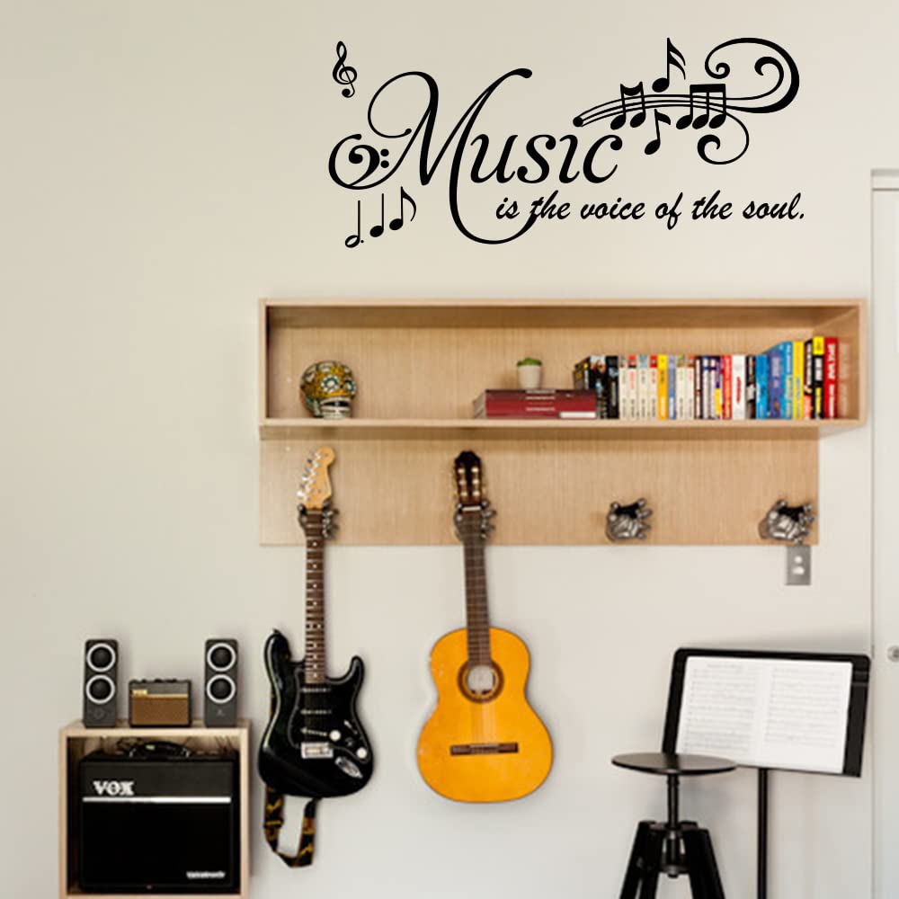 Music is The Voice of The Soul Vinyl Wall Art Decals Lettering Quotes Music Symbols Sayings for Music & Dance Room