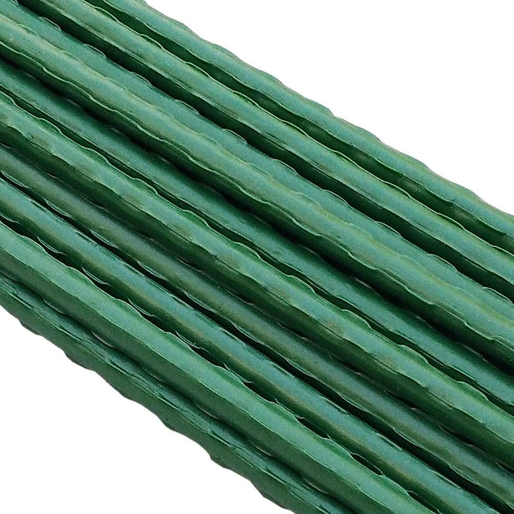 Arlai 45cm/1.48 Ft Garden Stakes, Plastic Coated Steel Plant Stakes Sturdy Tomato Stakes, Pack of 25