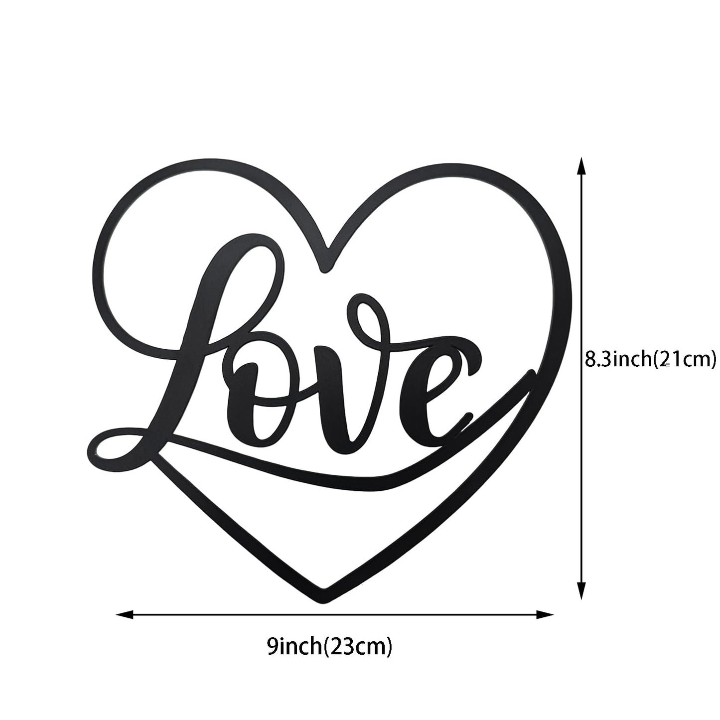 Aimto Metal Heart Love Wall Art Decor, Love Sign Wall Art for Bedroom, Living Room, Modern Wall Decor for Valentine's Day (Black)