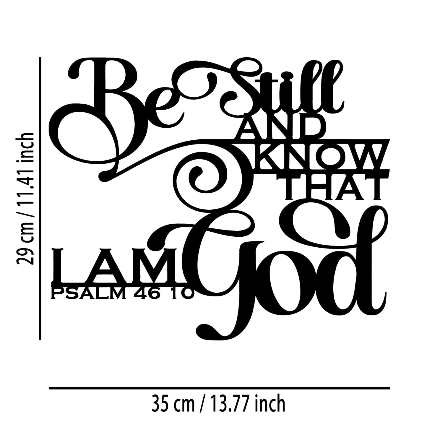 PSALM 46 10 Metal Wall Decor - Christian Room Decor Scripture Inspirational Wall Art Home Decor for Living Room, Bedroom, Dining Room, Bathroom, Office (Black)