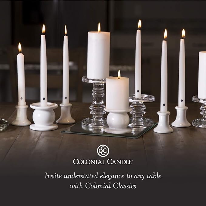 Colonial Candle Unscented Taper Candle, Classic Collection, Pumpkin, 12 in, Pack of 12 - Up to 10 Hours Burn