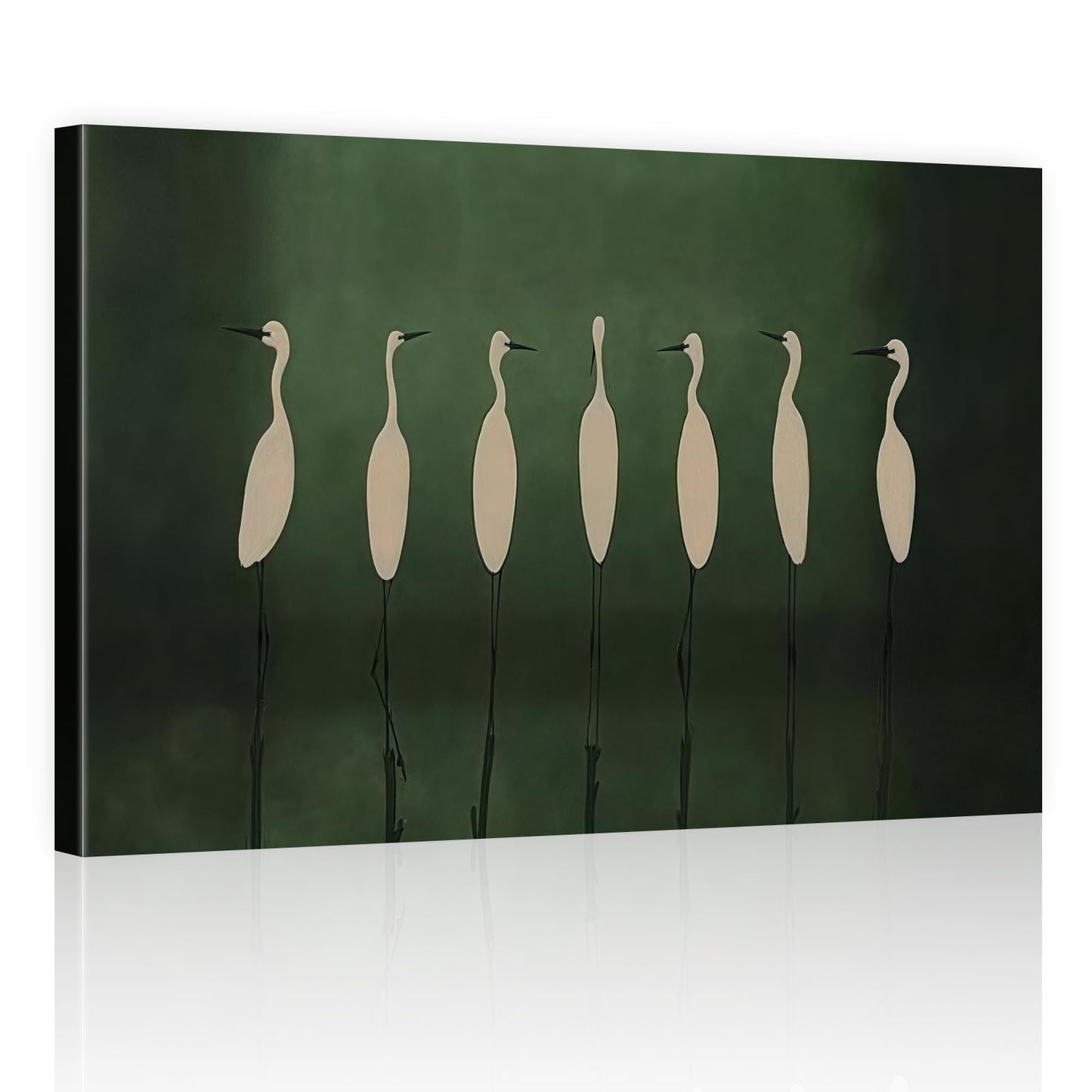 ALMLZL Egret Canvas Wall Art Elegant White Birds Heron Poster Minimalist Coastal Bird Silhouette Print Modern Peaceful Nature Wildlife Wall Decor Bedroom Living Room Library Office Framed 12x16 Inch