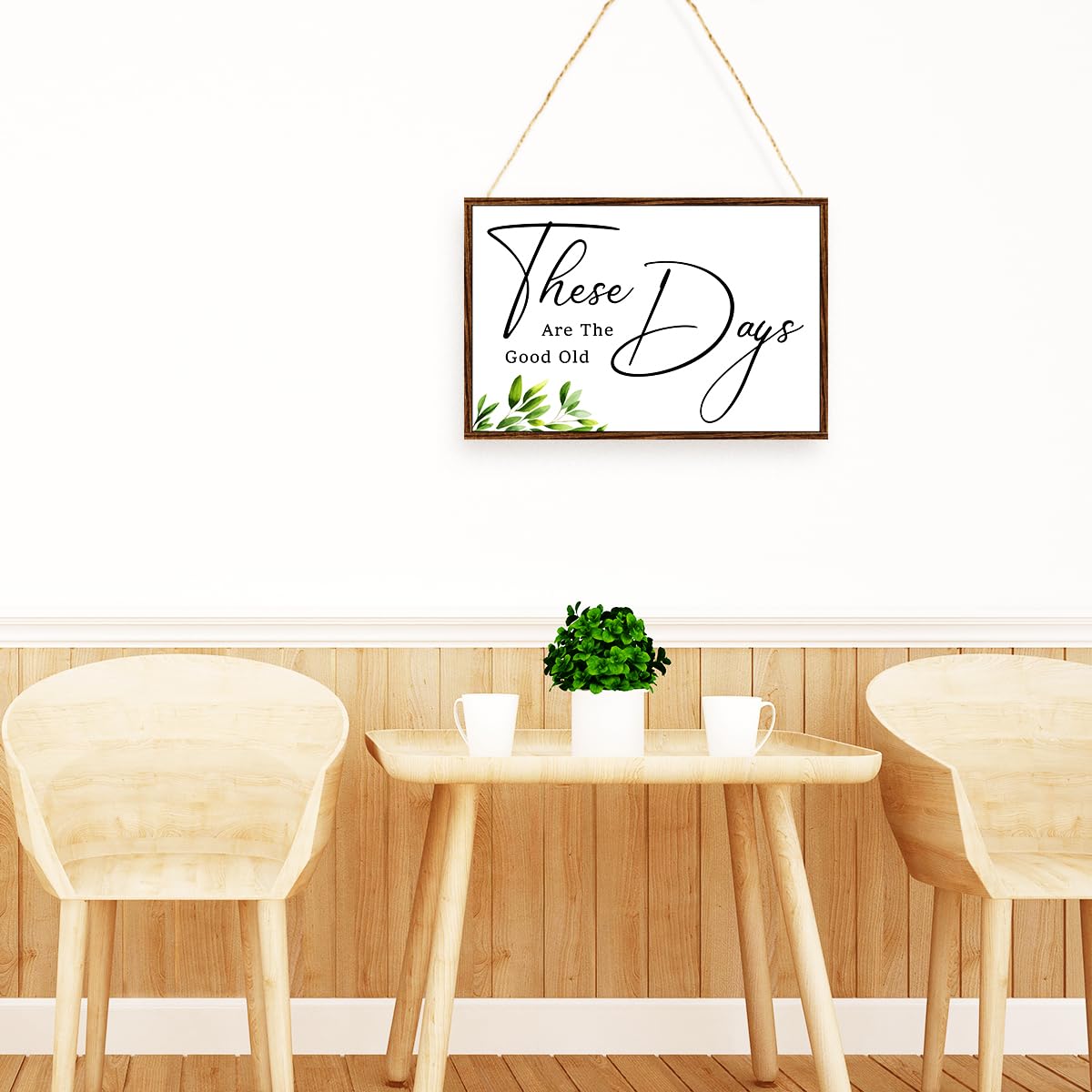 These Are The Good Old Days Sign Wood Plaque Wall Decor,Positive Quote Wooden Hanging Sign Wall Pediments for Home Office Front Door Wall Decor