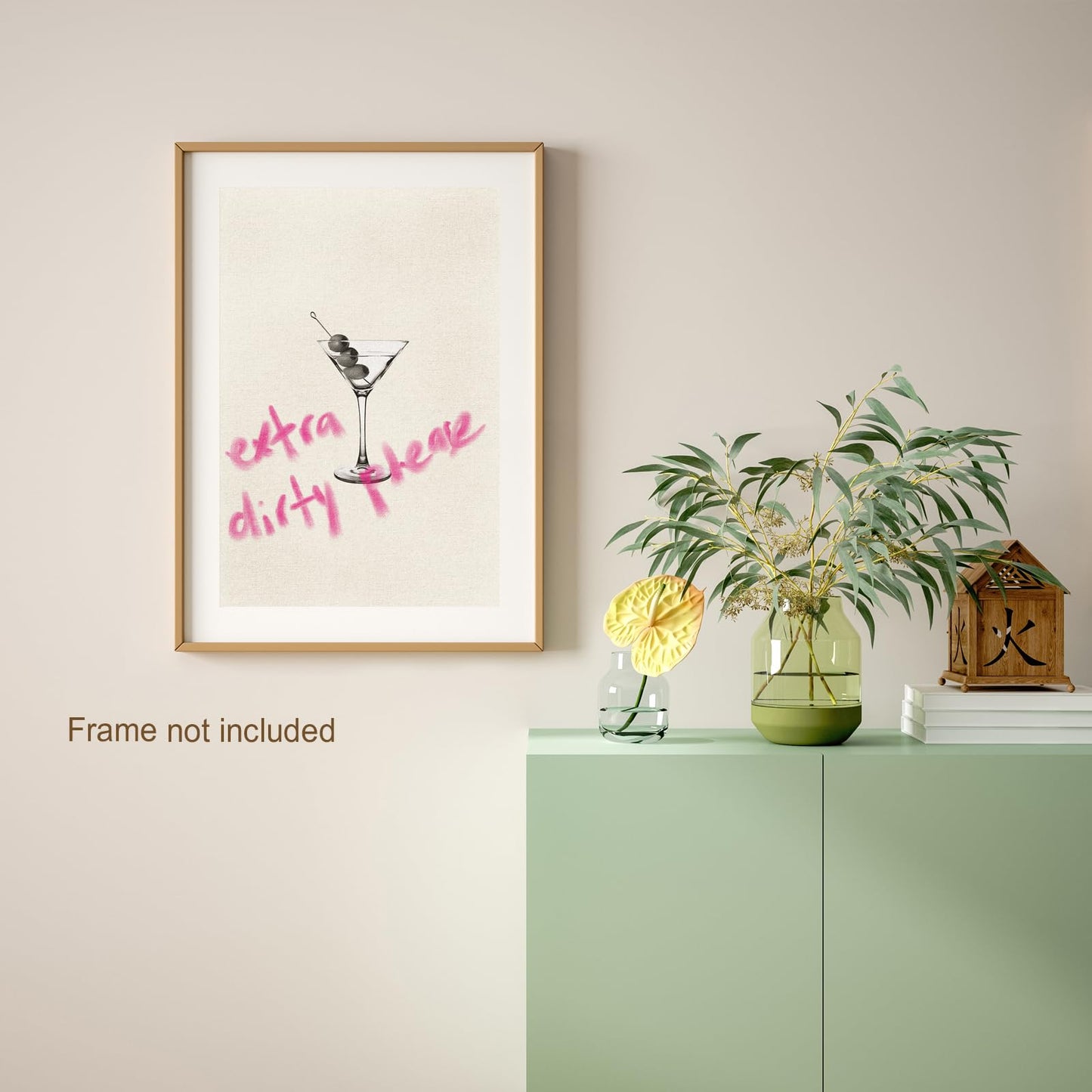 Vintage Extra Dirty Please Martini Cocktail Wall Art Bar Cart Wall Art Trendy Cocktail Martini Poster Aesthetic Posters Bar Cart Girly Dorm Deco12x18inch Unframed