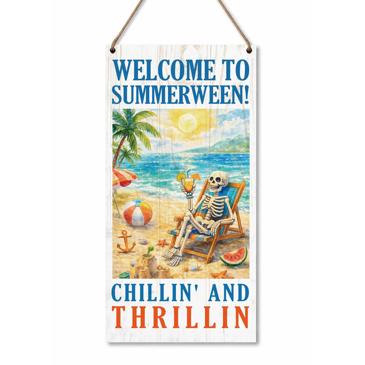 Summer Wooden Hanging Sign, Welcome to Summerween Decor, Printed Wood Wall Art Signs, Summer Gifts For Friends, Welcome Sign, Home Farmhouse Porch Decor
