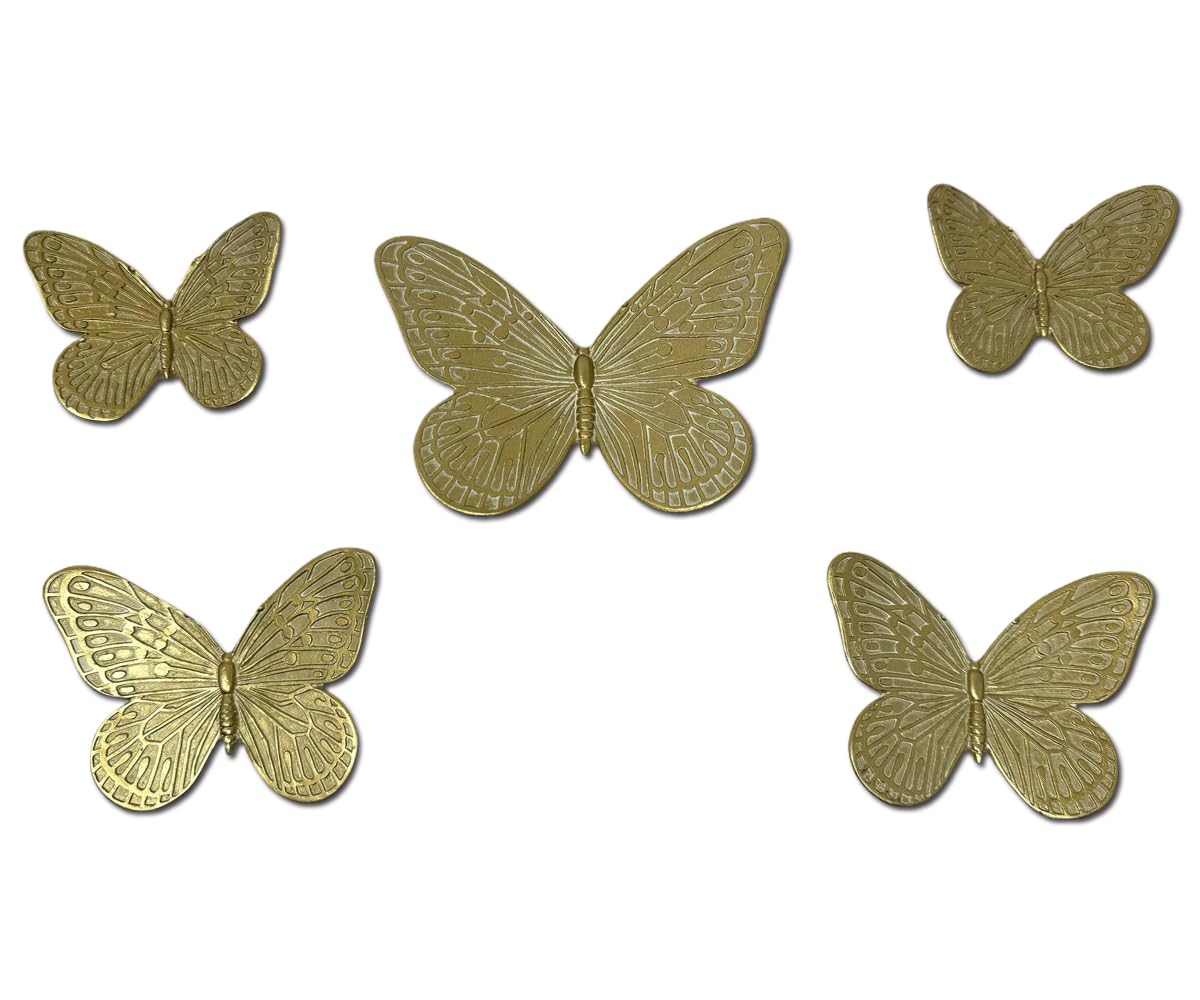 Waowumar Butterfly Wall Decor Rustic Gold Wall Hangings Resin Butterflies Wall Art 5 Pieces