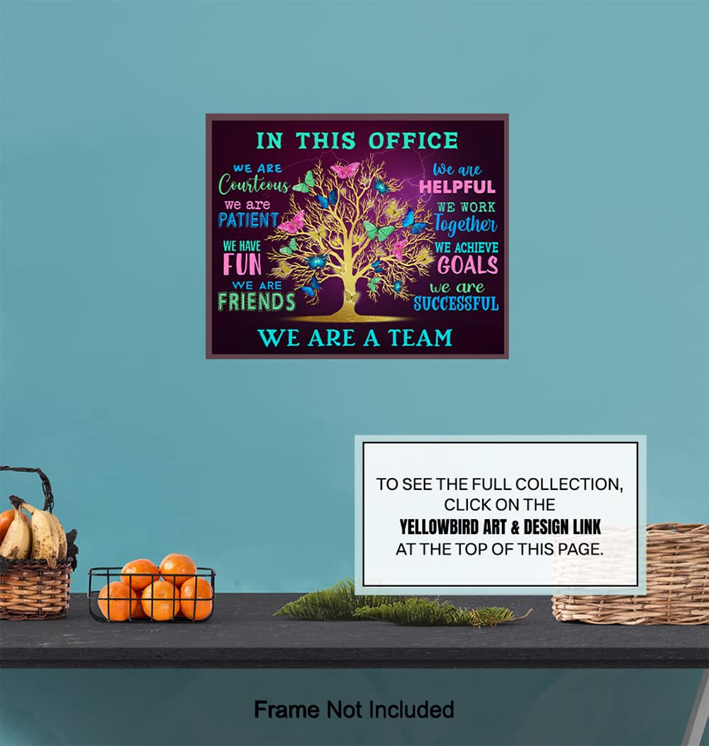 YELLOWBIRD ART & DESIGN Office Wall Art & Decor - Teamwork Wall Art - Inspirational Quotes Wall Art - Motivational poster - Positive Quotes Wall Decor - Home Office Decor - In This Office