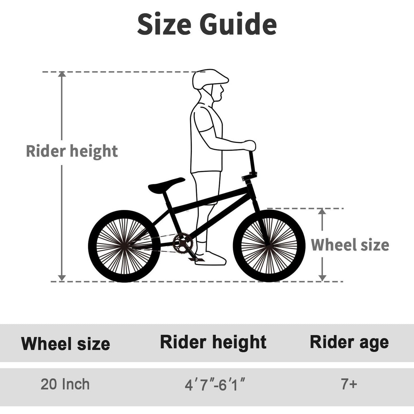 cubsala Freestyle BMX Bike, 20 Inch Yaphet Bicycle for Teen Beginner and Adult Riders, Bike with Hi-Ten Steel Frame, White
