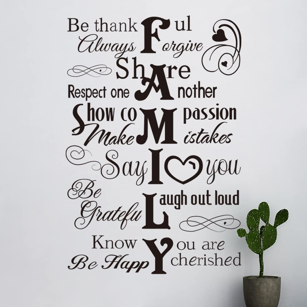Runtoo Family Saying Wall Art Stickers Inspirational Quotes Wall Decals Living Room Bedroom Home Decor