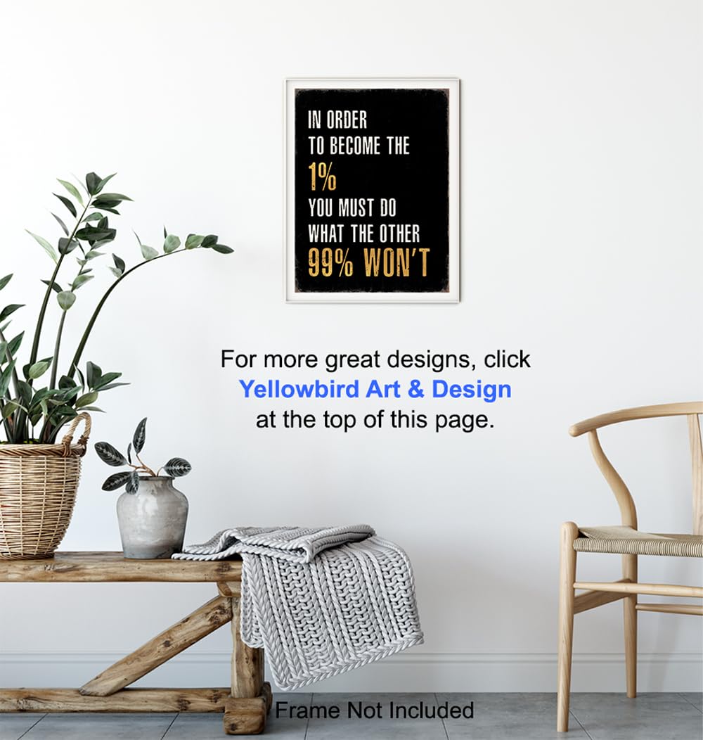 Office Inspirational Quotes Wall Art - Entrepreneur positive Sayings - Home Office Motivational Wall Art, Living room Decor for Men - Encouragement Gifts for Him - Gym Wall Decor, Man cave Accessories