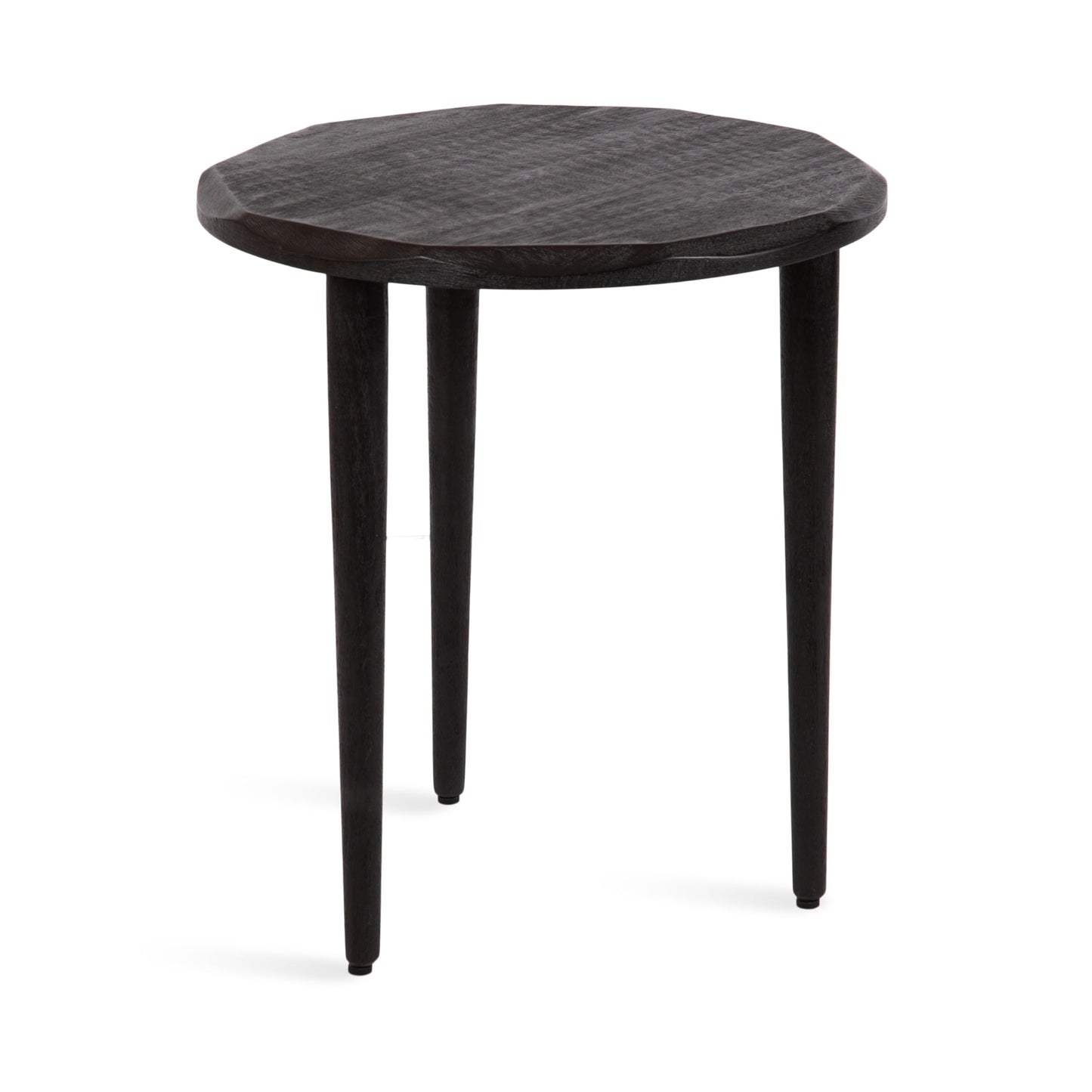 Kate and Laurel Tavares Modern Wooden Round Side Table, 18 x 18 x 20, Black, Solid Wood Accent End Table with Textured Top and Faceted Edge for Use as Indoor Plant Stand or Living Room Decor Piece