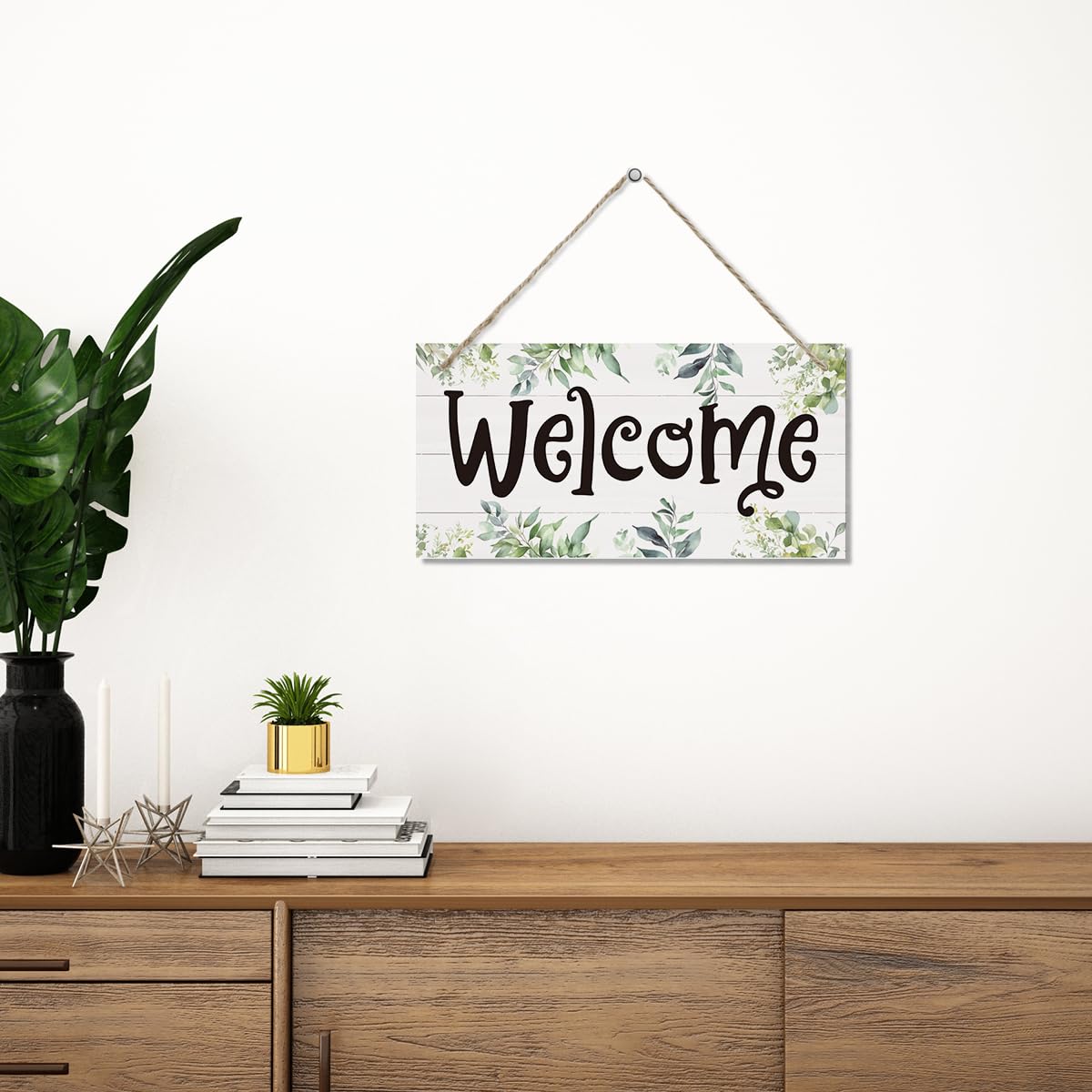 rdejxgvl Rustic Welcome Decor, Decorative Hanging Wall Plaque Wood Sign, Spring Sign 13, 30X15cm, Welcome Sign for Front Door Porch, Farmhouse Home Decor