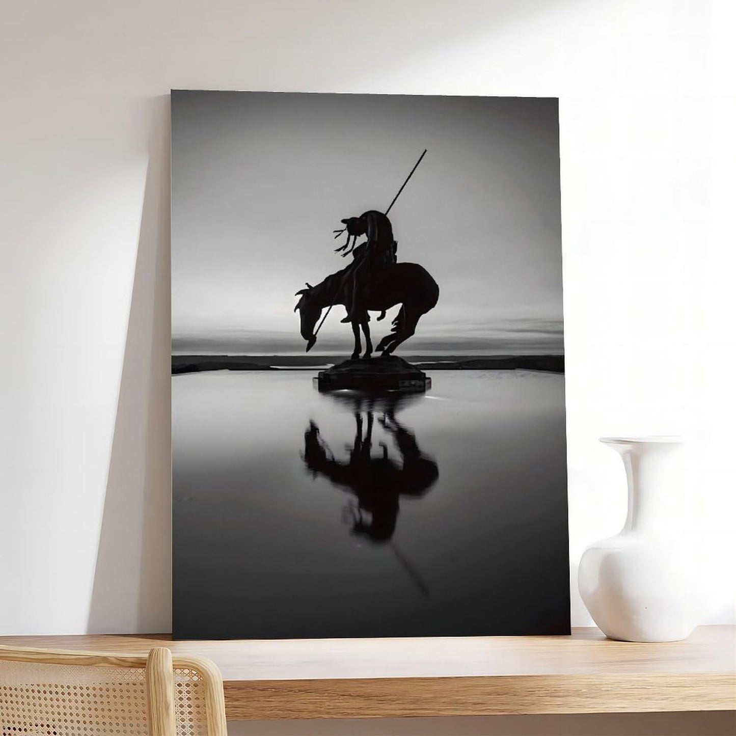 BMtyDG End Of The Trail Silhouette Black And White Canvas Poster Wall Art Prints Room Aesthetic Murals Bedroom And Living Decorations Frame 12x18inch