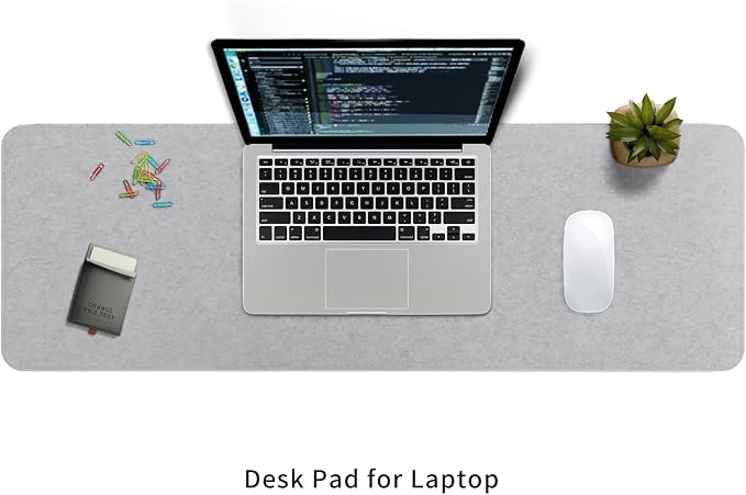 DawnTrees Felt Desk Pad,Keyboard Mat (35.8" x 11.8"),Large Felt Mouse Pad,Computer Desk Mat XL,Desk Protector for Office (Light Gray)