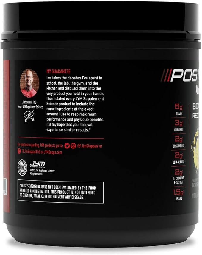 Post JYM Active Matrix Amino Recovery Powder | Pure Creatine HCL, BCAA?™s, Glutamine, Carnitine, Betaine, Taurine for Maximum Strength, Repair, Definition, Performance | Lemonade Flavor 30 Servings