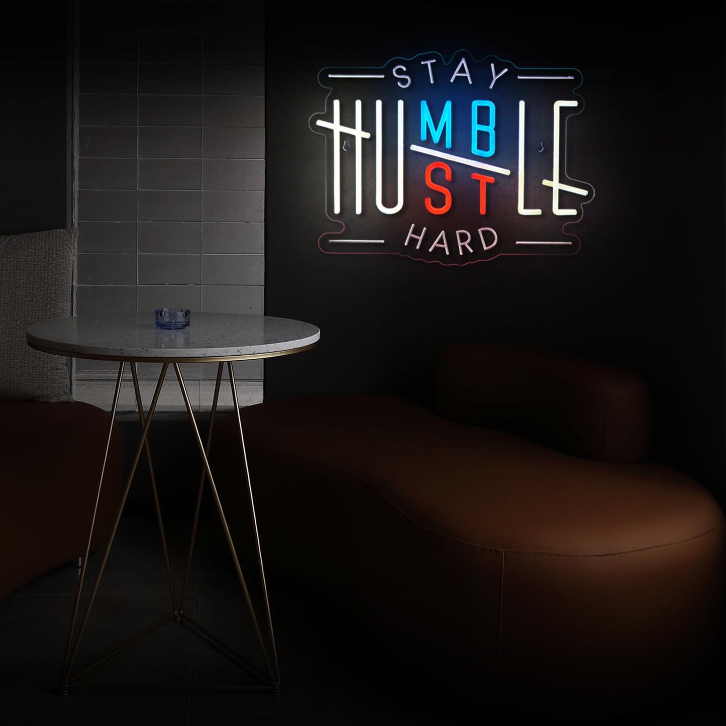 Hustle Neon Sign Humble Neon Sign for Wall Decor Stay Humble Hustle Hard USB Dimmable LED Neon Lights for Boys Girls Room Office Gameroom Men Cave Holiday Birthday Christmas Gift
