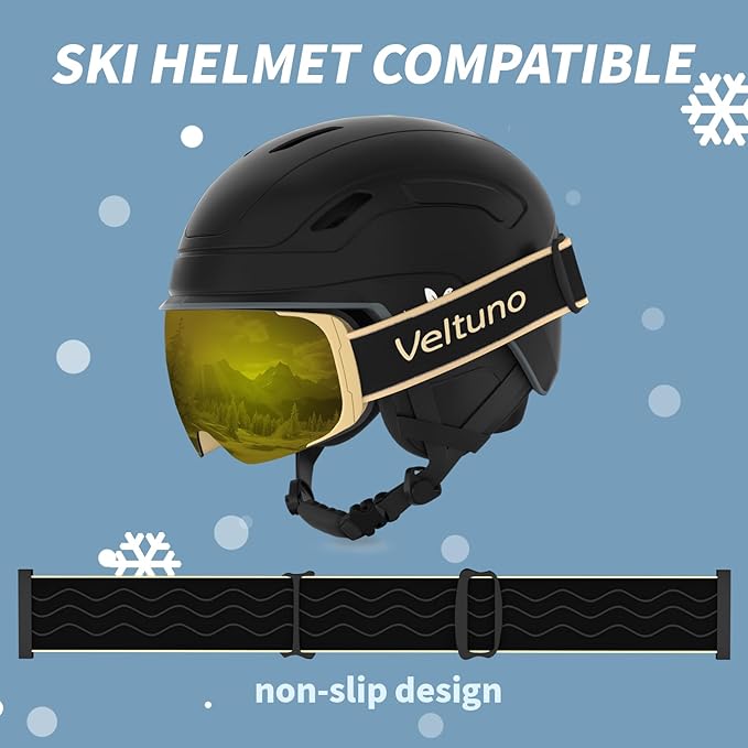 Ski Goggles for Men Women Adult & Youth, OTG Snowboard Goggles Anti Fog, Snow Goggles UV Protection Wide Vision