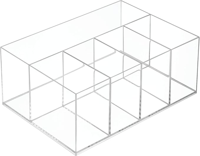 iDesign 5-Section Divided Vanity Organizer for Cosmetic Storage - Clear (Pack of 4)