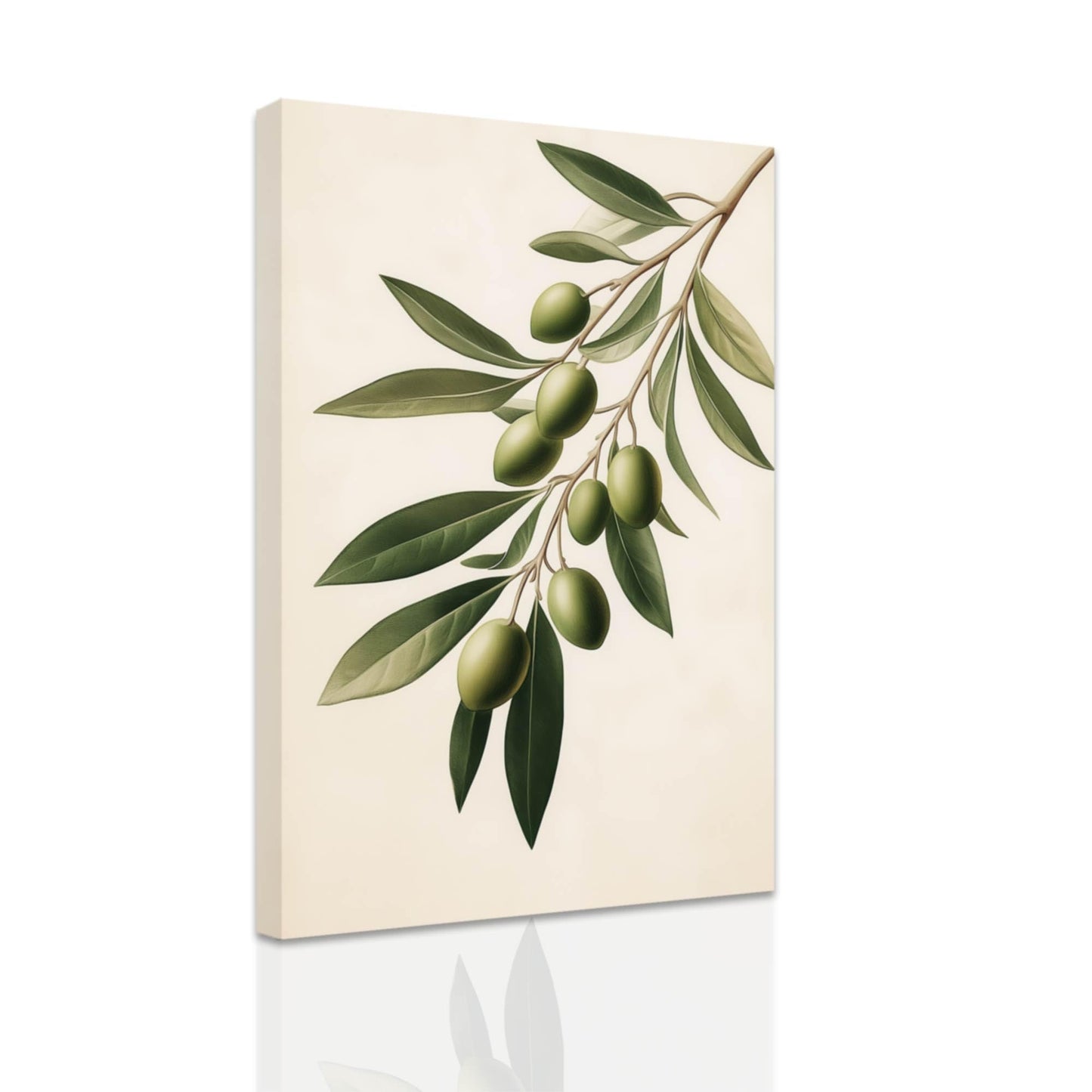 SWQYLB Olive Branch Wall Art Green Olive Wall Decor Still Life Botanical Canvas Prints for Dining Room Kitchen Bedroom Home Decor Framed (12"x18")