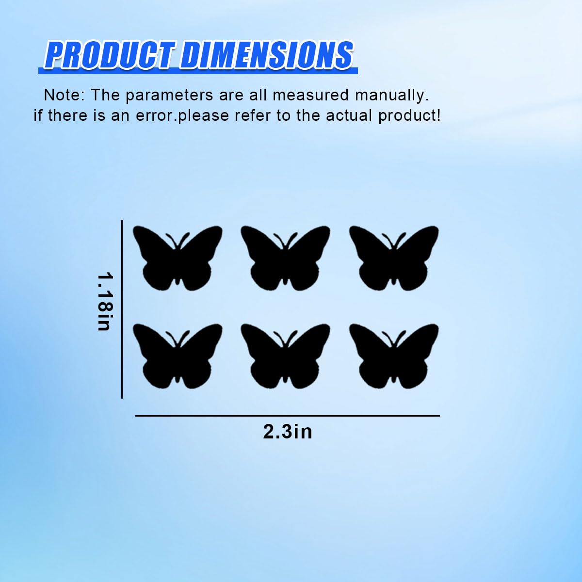 Craedli Butterfly Car Rearview Mirror Sticker Decal, Mini Waterproof Vinyl Car Window Decal Present for Women, Aesthetic Auto Interior Decoration Sticker for Computer, Water Bottle (Black)