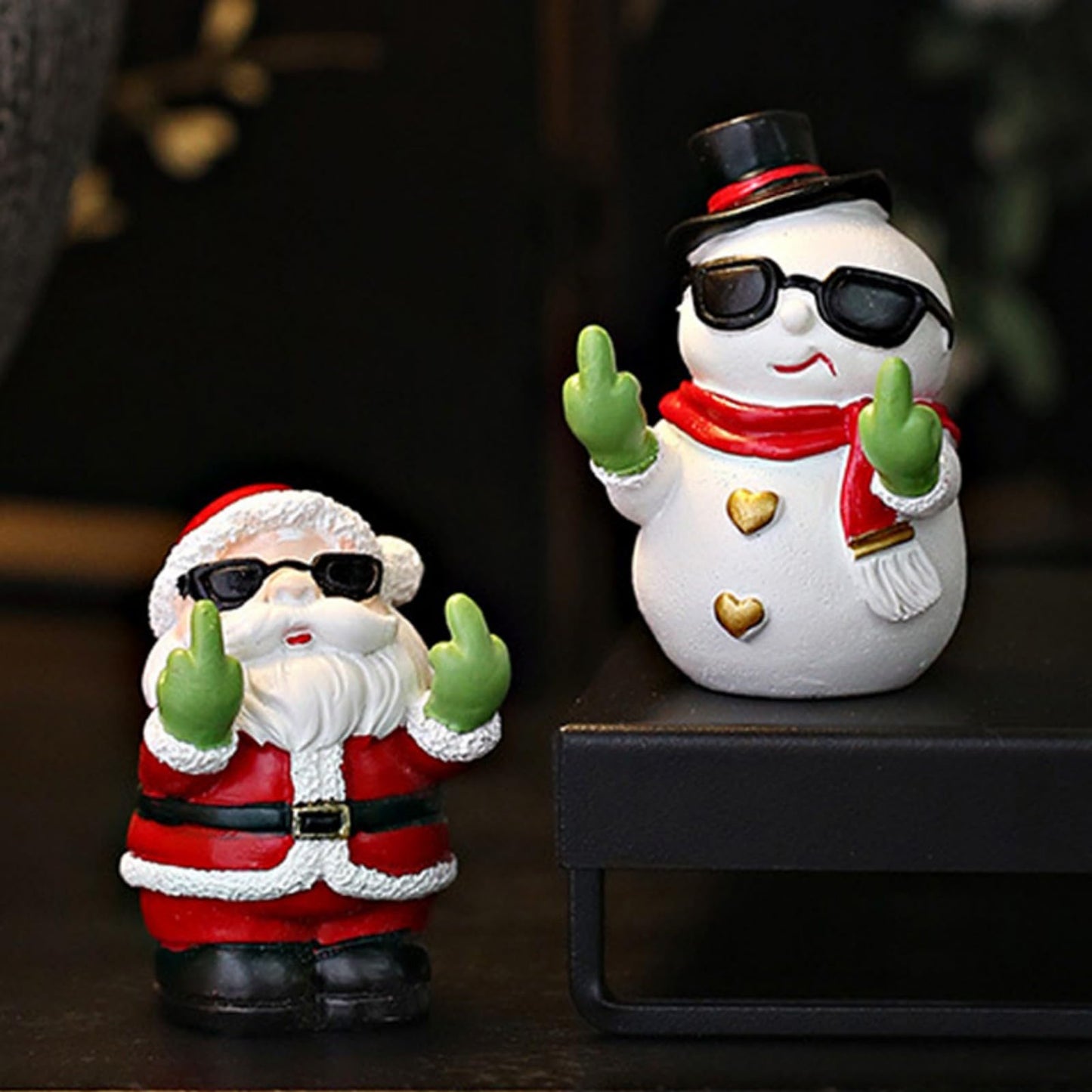 Daisylily Funny Santa Snowman Statue Figurine Christmas Decor, Naughty Xmas New Year's Gifts for Desk Shelf Ornaments - Santa