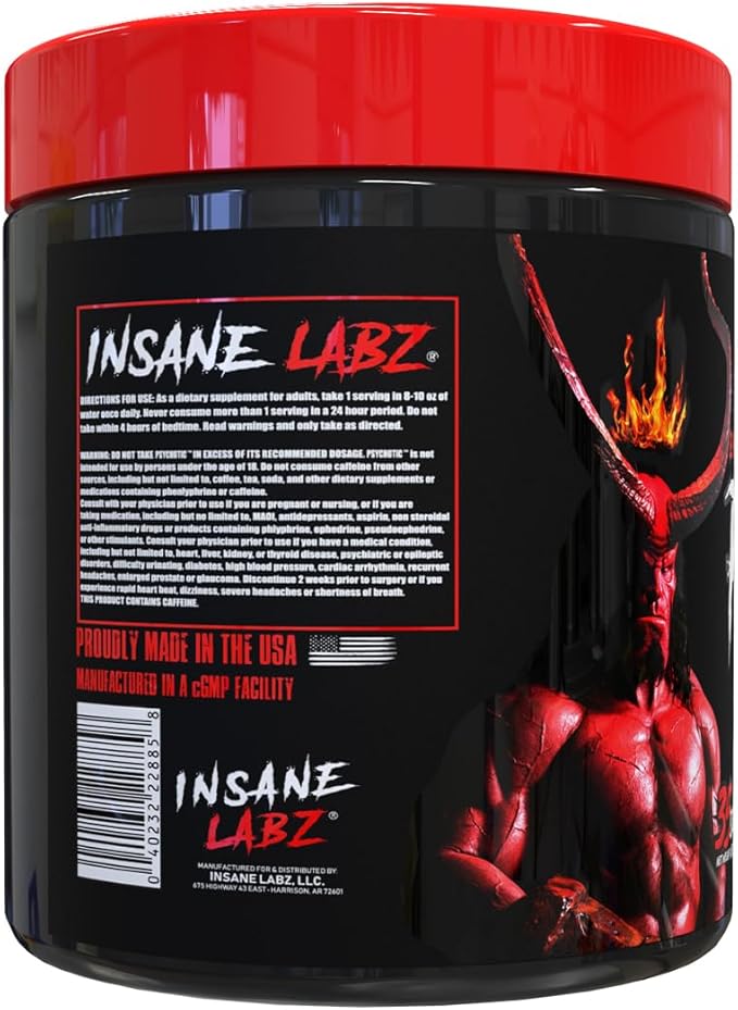 Insane Labz Hellboy Edition, High Stimulant Pre Workout Powder and NO Booster with Beta Alanine, L Citrulline, and Caffeine, Boosts Focus, Energy, Endurance, Nitric Oxide Levels, 35 Srvgs, Lemonade