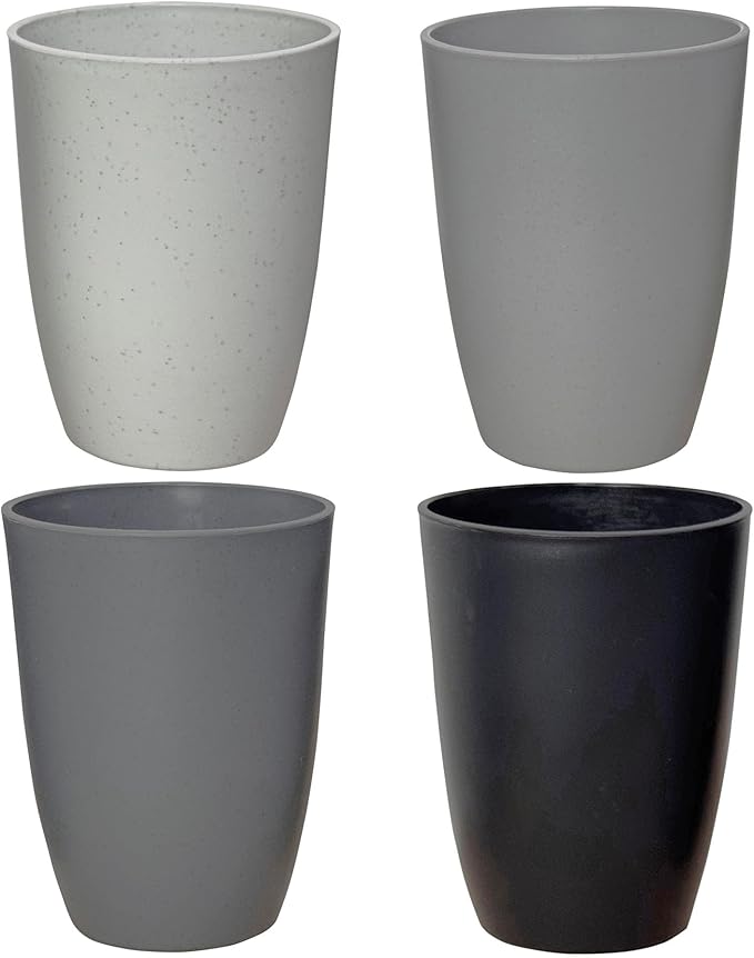 Wheat Straw Reusable Cup (12 oz) - Unbreakable Drinking Glasses Sets of 4 - Dishwasher Safe Tumbler - Lightweight, BPA Free and Eco friendly (4Pcs/Gray Series)