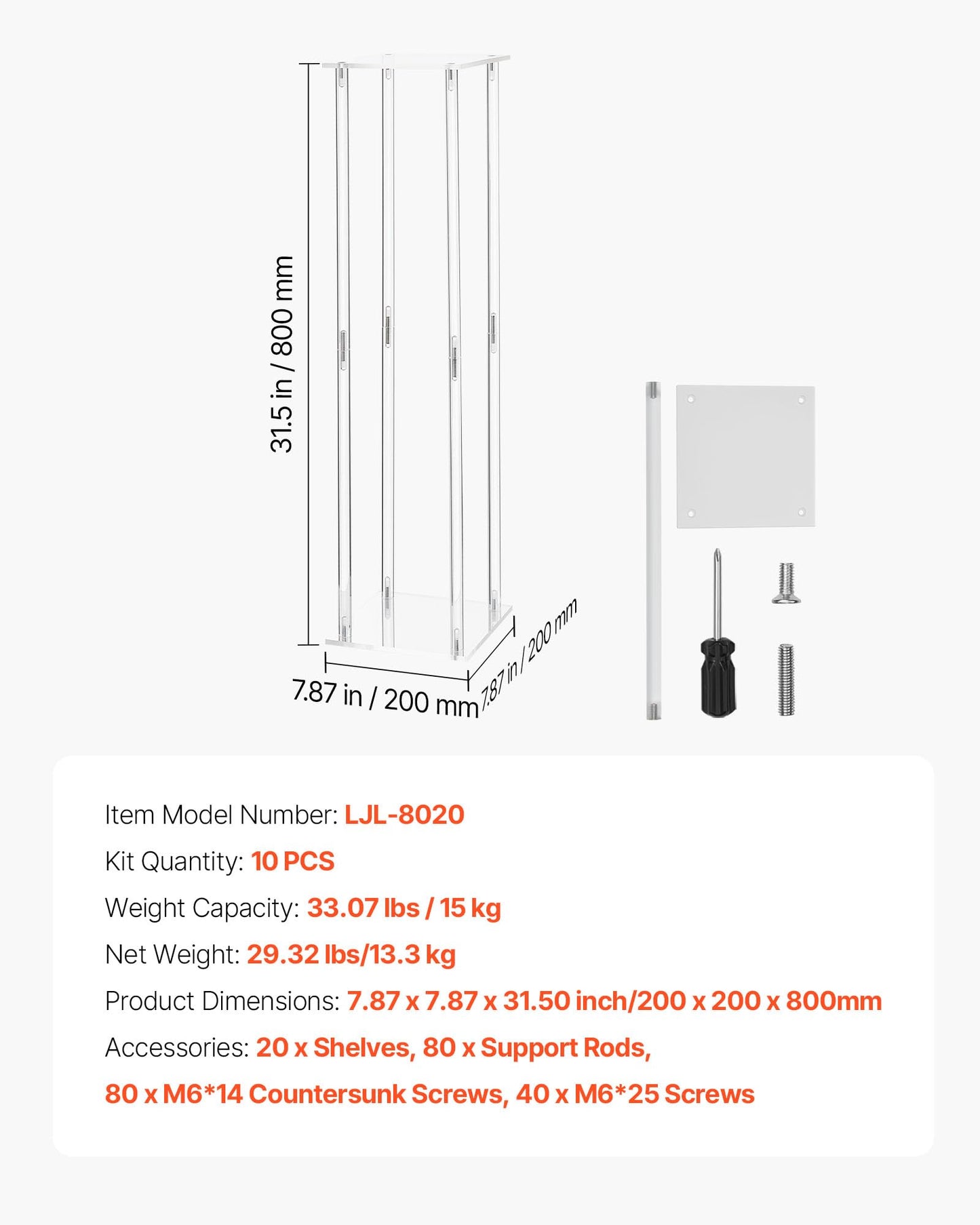 VEVOR Wedding Flower Stand, 10PCS 31.5-inch Column Flower Stand, Floral Stands with Acrylic Laminate, Cylindrical Cubic Floral Display Rack for Wedding, Party, Birthday, Home, Centerpiece Stands