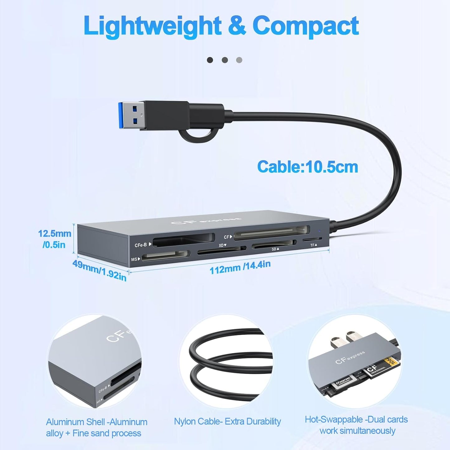 MTAKYI 8 1 Card,10Gbps 16/15, Type B XQD Card Reader in USB C/USB A for CFexpress Type B CFexpress Adapter for Type