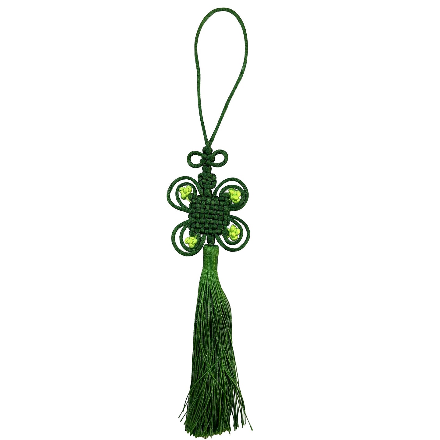 Chinese Knot Handmade Tassel Pendant, Green, Home Decor Wall Hanging and Car Ornament (Green)