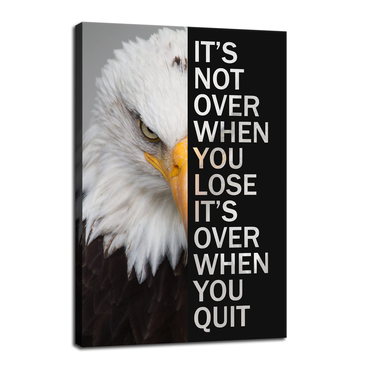 WYJZDZQ8 Animal Motivational Canvas Office Print Wall Art Eagle Inspirational Picture Animal Poster Painting Modern Inspiring Artwork for Home Living Room Office Decor Ready to Hang [12''W x 18''H]