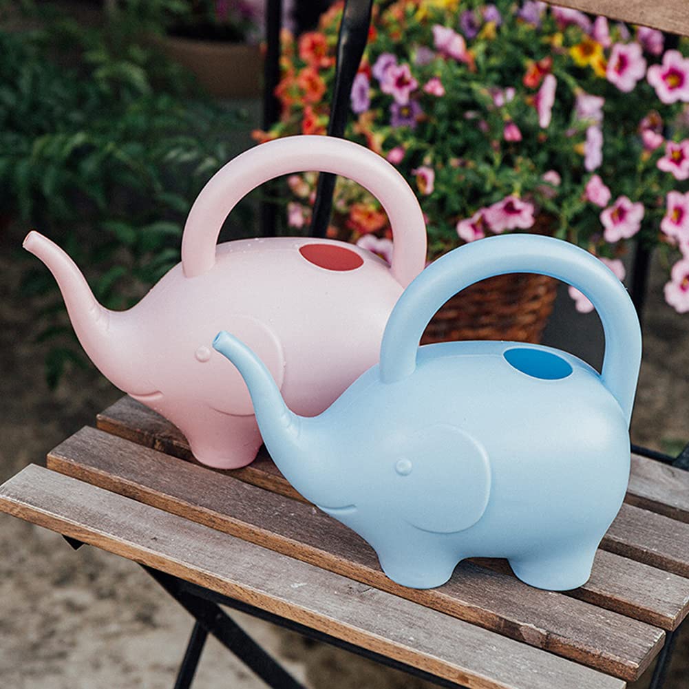 LOYUYU 0.4 Gallon Plastic Watering Can Small Lightweight Cute Indoor Outdoor Garden Plants, Adult Elephant Watering Can STYLE1: Pink