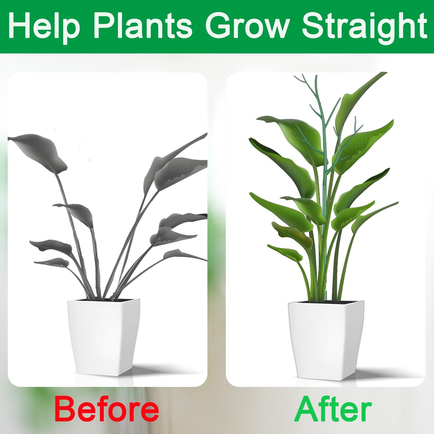 Orgrimmar 10 Pack Monstera Plant Support Stakes Adjustable Length with Green Ties for Indoor Outdoor Climbing Plants