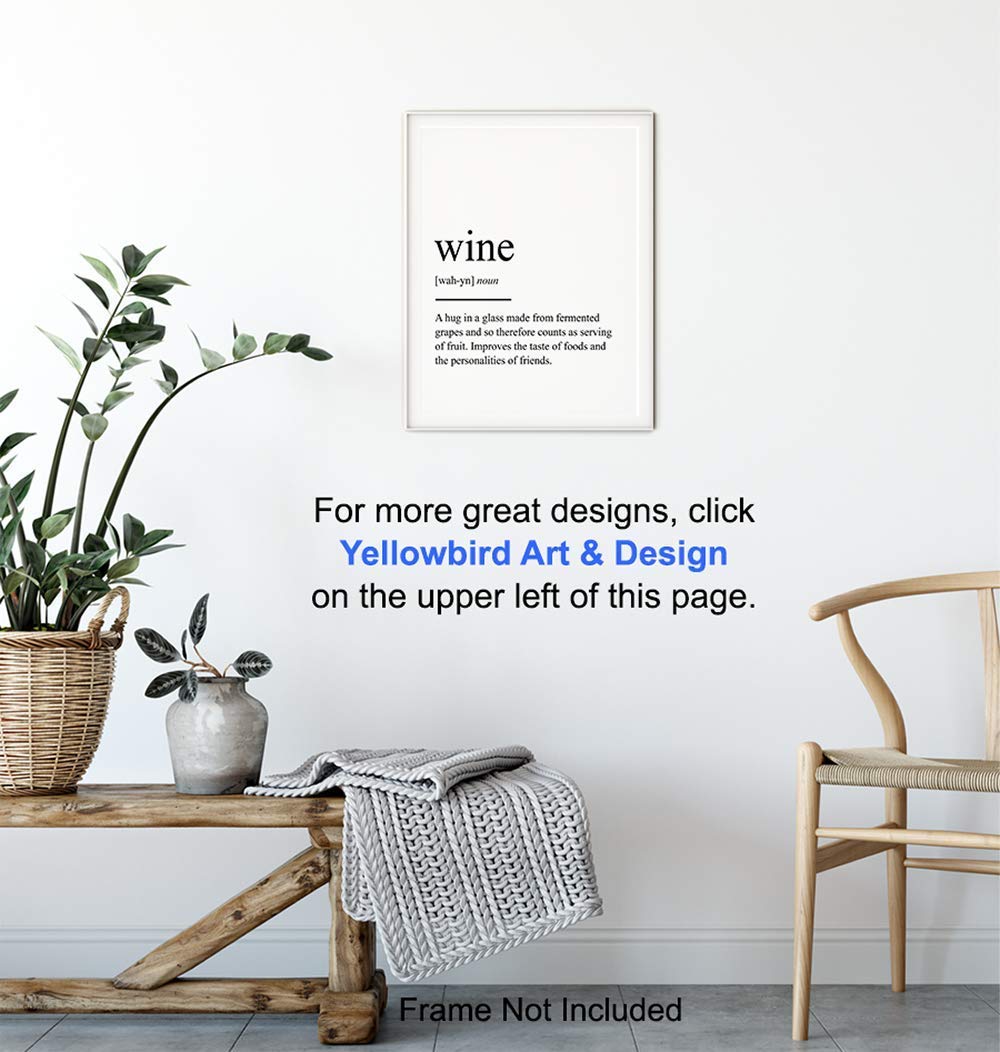 Wine Definition Typography Art Print - Funny Wall Art Poster - Contemporary Chic Home Decor for Kitchen, Bar, Man Cave, Dining Room - Gift for Foodie, Merlot, Pinot Noir, Cabernet Fans - 8x10 Photo