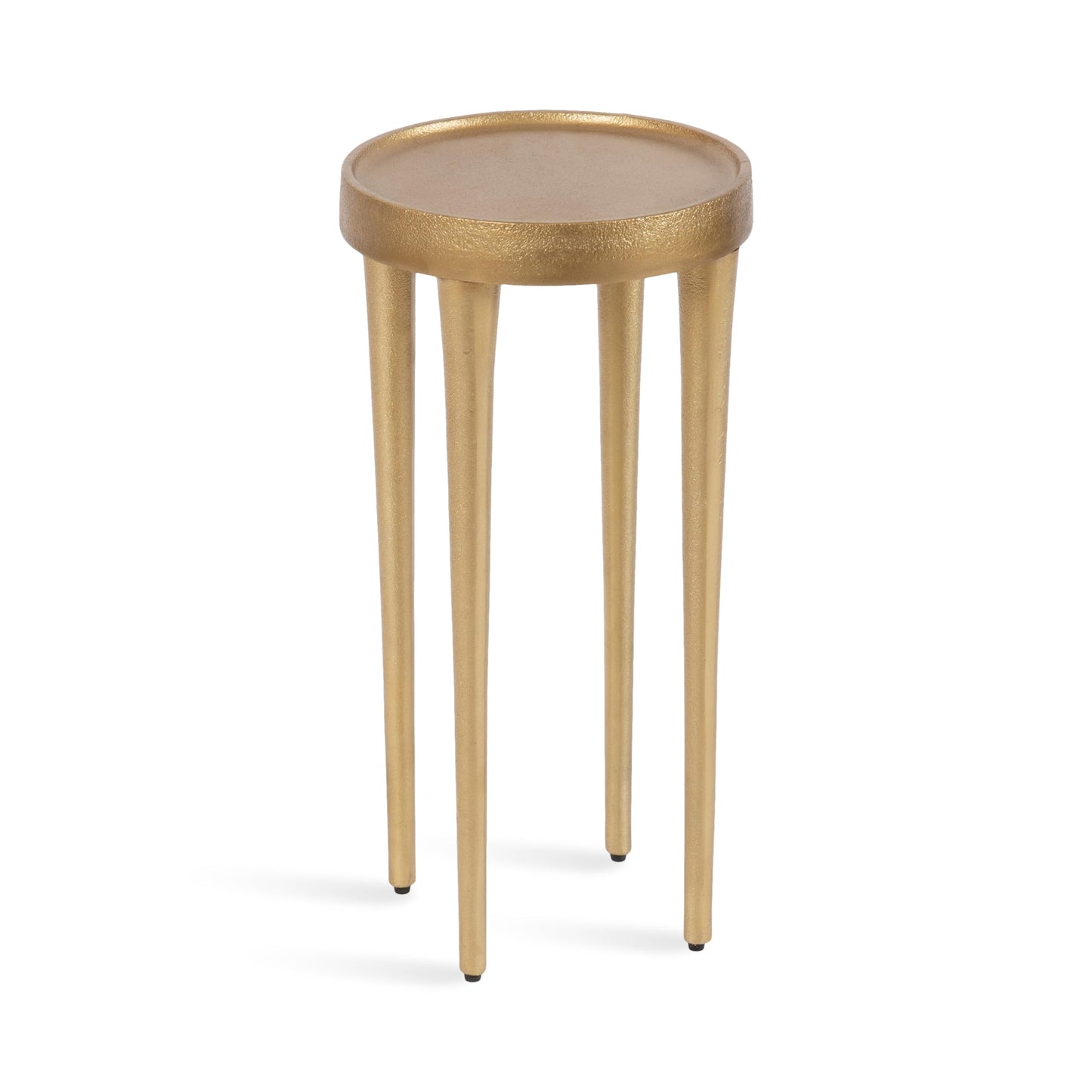 Kate and Laurel Rava Modern Metal Round Drink Table; 10 x 10 x 21; Gold; Cast Aluminum Accent Table for Use as Indoor Plant Stand or Living Room Decor Piece