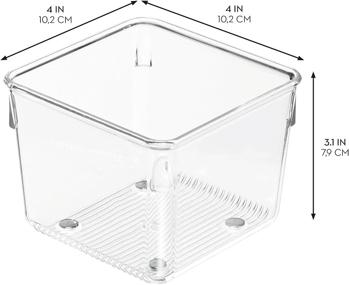 iDesign Plastic Drawer Organizer Bins - Storage for Kitchen, Bathroom, and Desk Drawers - Set of 6 - Clear