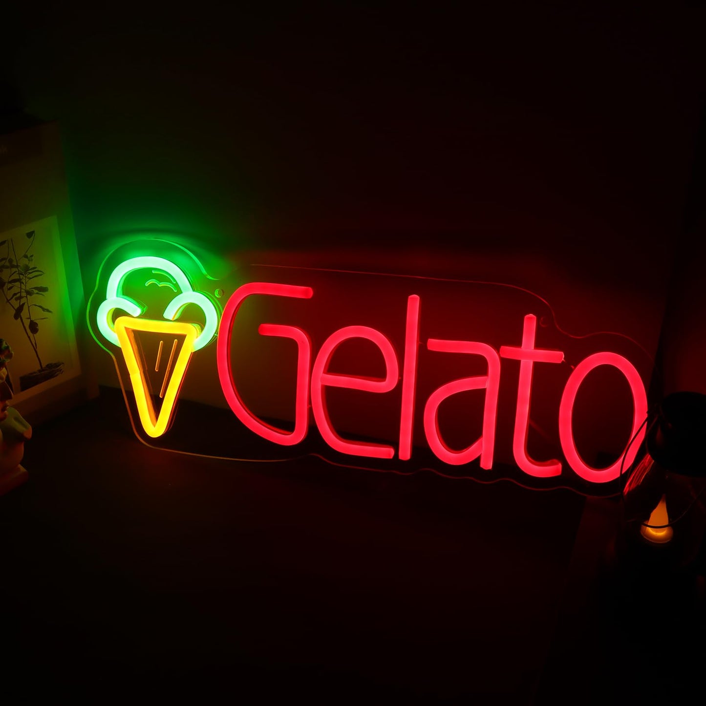 KODGGHK Gelato Neon Sign for Wall Decor, Italian Ice Cream Neon Light with Dimmer Switch for Business, USB Power LED Sign Lights for Home Bar Store, LED Neon Sign Wall Art Neon Light for Beer Pub(Gelato)