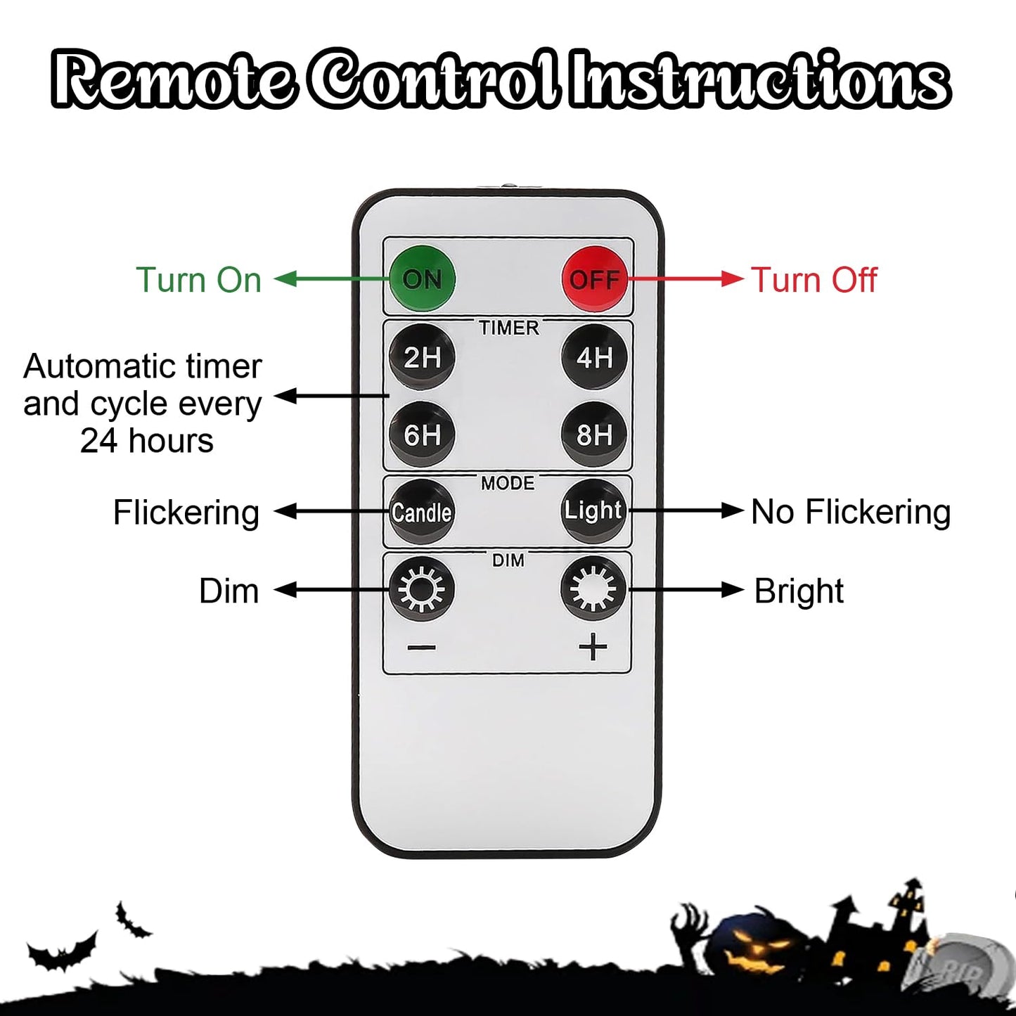 Halloween Ghost Flameless Candle with Timer – LED Candle with Flickering Flame, Real Wax, Remote Control, Spooky Halloween Decorations Indoors, Cute Tabletop Decor for Mantel Home, Battery Operated