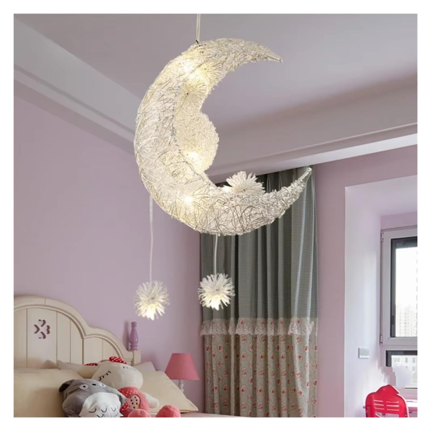 Moon Pendant Lights LED Modern Chandelier Ceiling Light Children Bedroom Hanging Lamp,for the Living Room