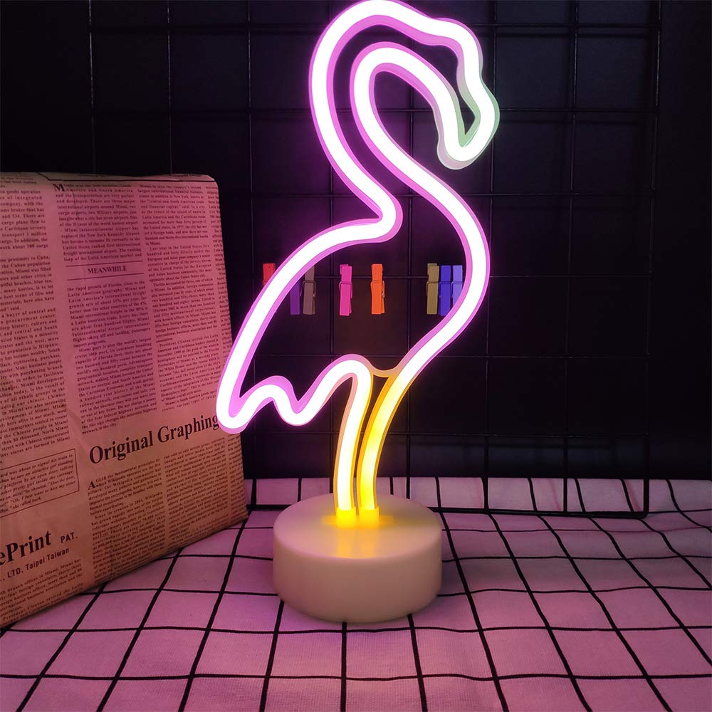 Flamingo Neon Signs LED Light Wall Lamp Home Decor Battery/USB Powered LED Pink Neon Signs Animal Night Light For Bedroom Birthday Wedding Christmas