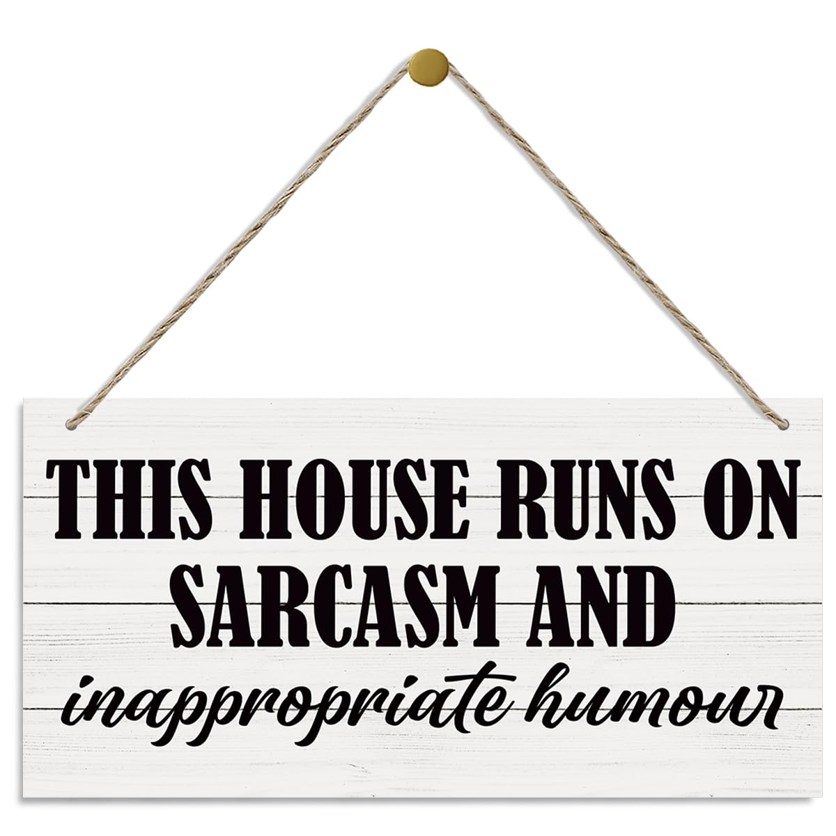 This House Runs On Sarcasm and Inappropriate Humor Sign, Funny Wood Sign, Hanging Printed Wooden Plaque Decor, Rustic Wall Decoration, Modern Home Decor, Funny Housewarming Gift