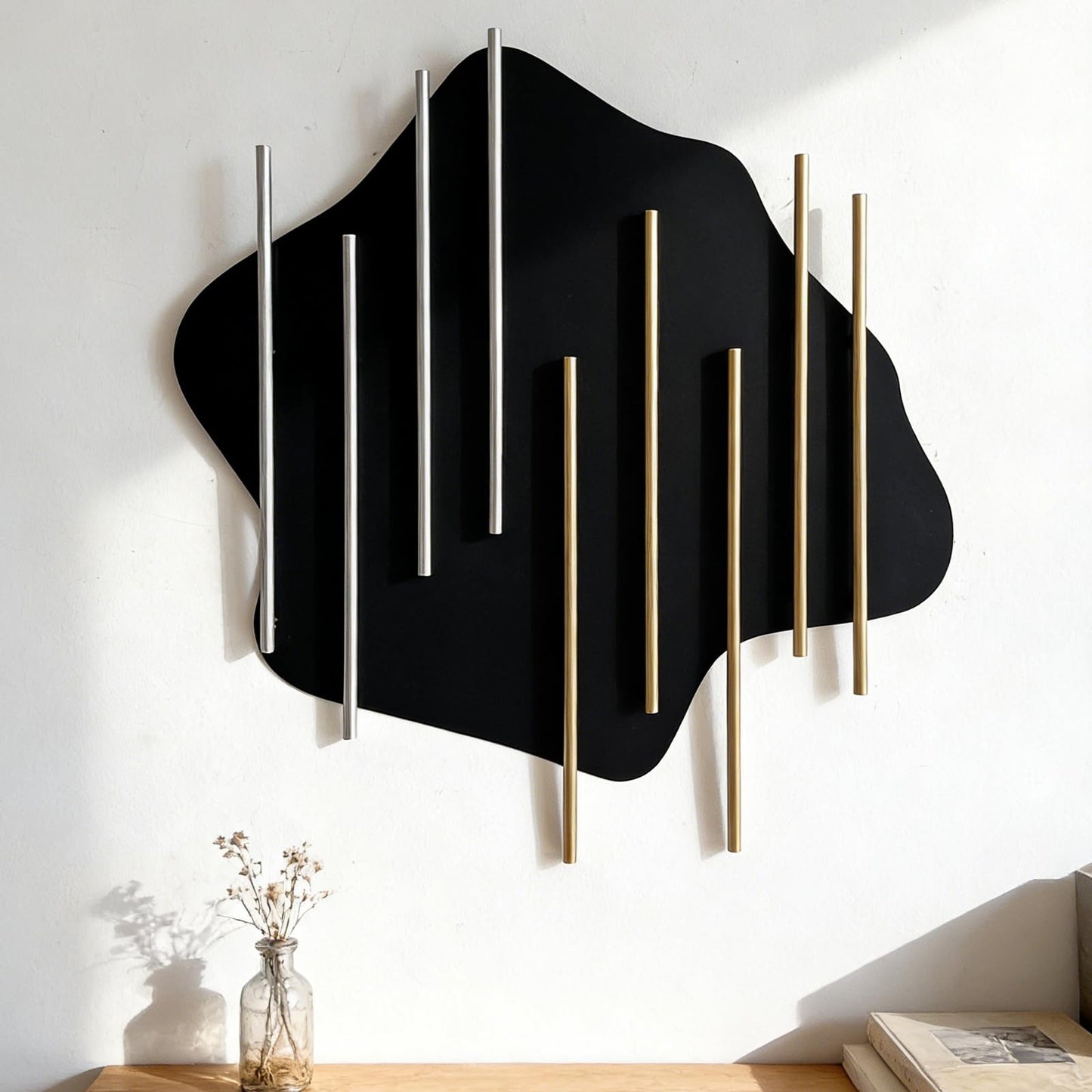 HYVAKUPPA 3D Large Metal Wall Decor Modern Aesthetic Wall Sculptures 19.3”W by 19.7”H Luxury Geometric Circular Decor Wall Art Artwork for Bedroom Dining Living Room Wall Decorations