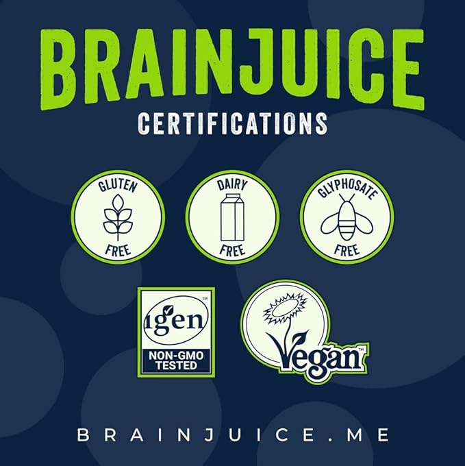 BrainJuice Decaf Brain Support Shot, Gluten Free Supplement Shots for Energy & Focus, Healthy Drinks with Alpha GPC, Vitamin B & Decaffeinated Green Tea Leaf, Classic, 2.5 fl oz, 12 Pack