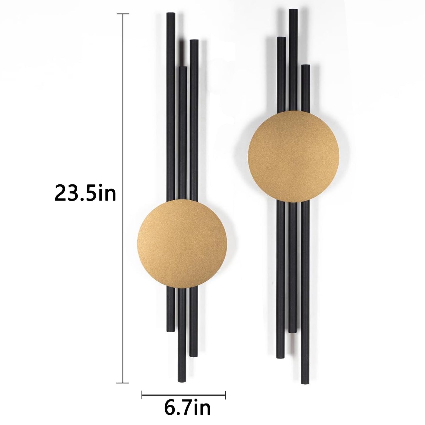 JFUJFU 3d Large Wall Art for Living Room Metal Black And Gold Decor for Entryway & Hallway & Dining Room (Set of 2, 23.5" x 6.7")